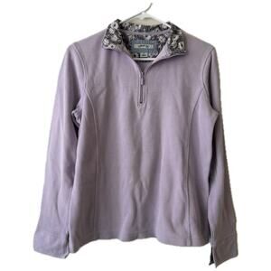 Women's ORVIS Ribbed Cotton Knit Quarter Zip Pullover Sweater Lavender Purple-M